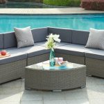 0014184 valencia aluminum frame sectional outdoor sofa set with quarter round coffee table